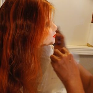 4/350 auburn loose body wave wig with highlights – 22 inch human hair wig, 200% density