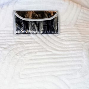 handcrafted genuine leather black marble wallet with bone leather contrast