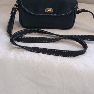 handcrafted genuine leather petite shoulder bag – purple with white leather trim