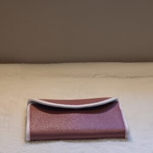 handcrafted genuine leather pink and white wallet