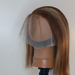 12 inch straight bob wig with highlights